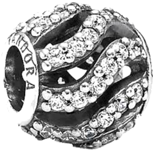 Pandora sterling silver bracelet charm with clear cubic zirconia - Picture 1 of 1